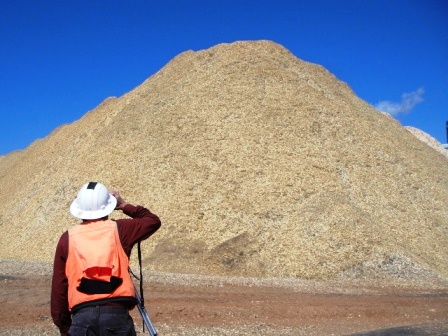 ACI forester Jason Martin measuring a stockpile